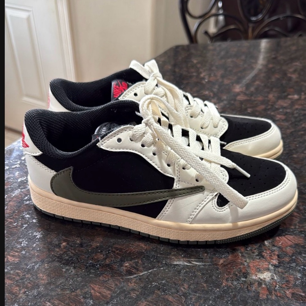 Travis Scott Black and White Athletic Shoes used, no box